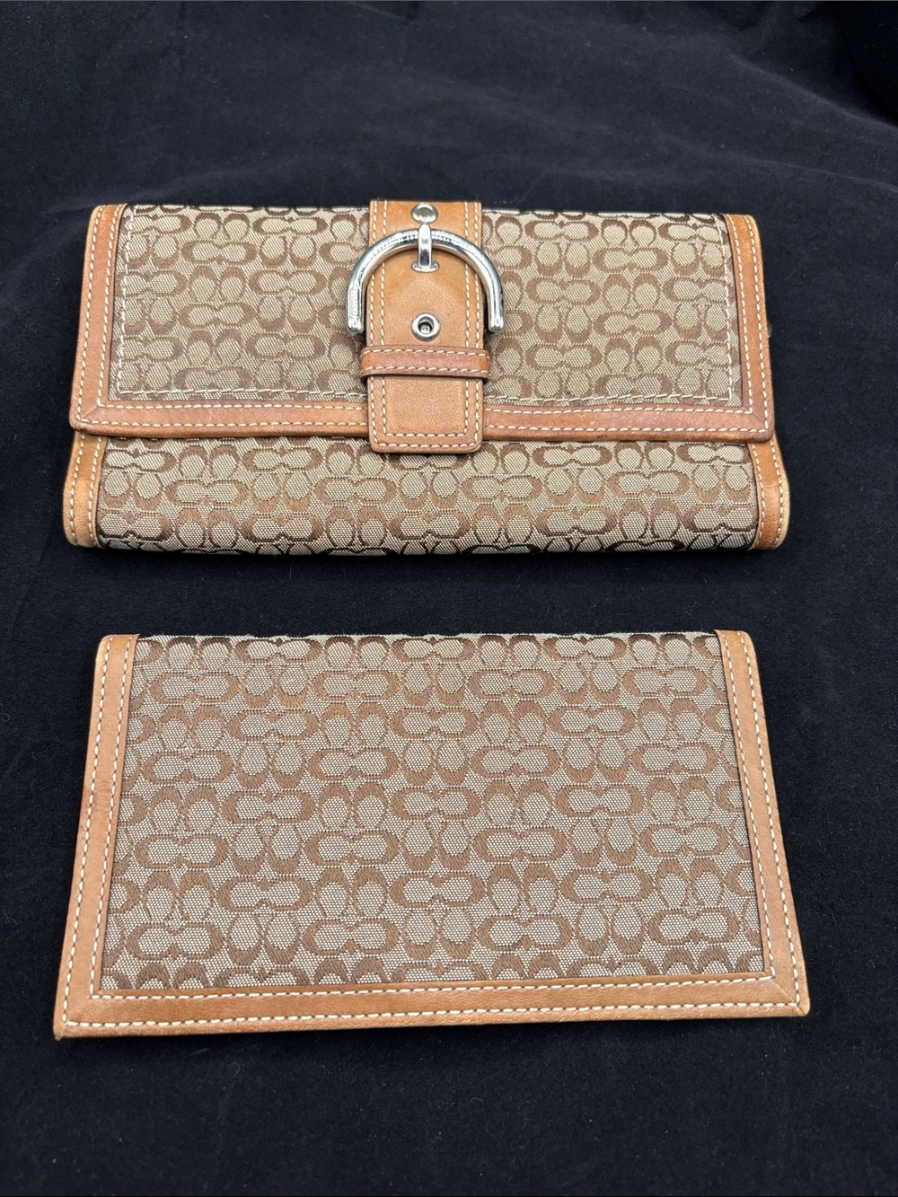 Y2K Coach Soho Signature Jacquard Canvas Buckle Wallet and Checkbook insert VGUC